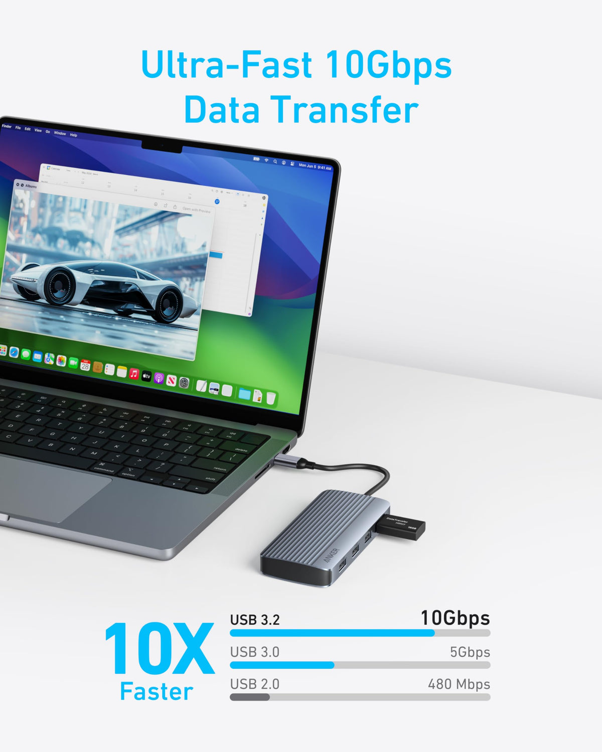 Anker 7-in-1 hub with laptop