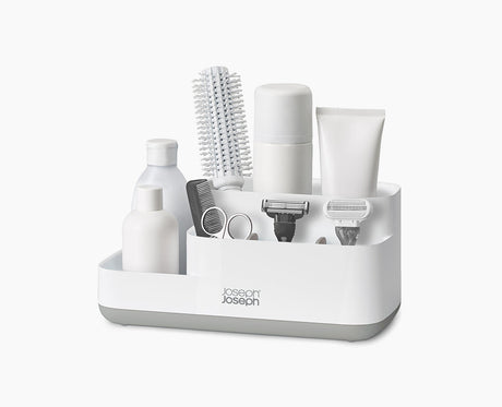 Joseph Joseph EasyStore bathroom caddy in light grey and white, sold in Kenya by Homelux Kenya