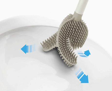 Joseph Joseph Flex 360 toilet brush draining in its storage holder