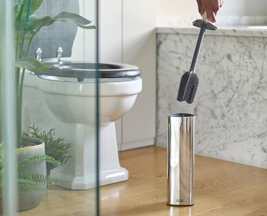 Joseph Joseph Flex 360 Luxe toilet brush with stainless steel holder brush head close-up, Homelux Kenya