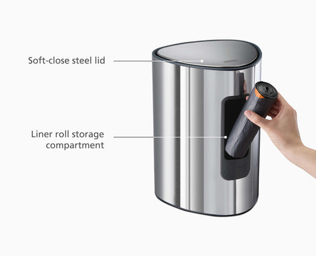 Joseph Joseph EasyStore Luxe 5L pedal bin product information graphic, Homelux Kenya
