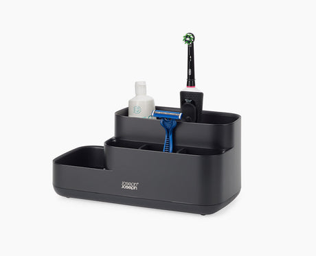 Joseph Joseph EasyStore bathroom caddy in matt black, sold in Kenya by Homelux Kenya