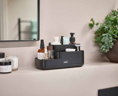 Joseph Joseph EasyStore bathroom caddy on a bathroom vanity