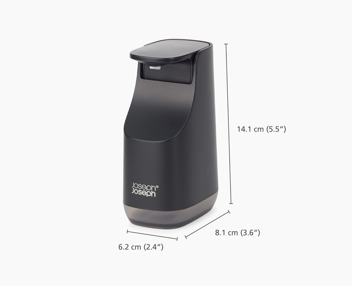 Joseph Joseph Slim Compact soap pump in matt black dimensions diagram, Homelux Kenya