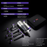 DSP 11-in-1 Handheld Car Vacuum Cleaner, 120W High Power Cordless Vac with 17kPa Suction, Multi-Nozzles for Car, Home, Keyboard, Sofa & Pet