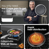 Uakeen 28cm Non-Stick Frying Pan Stainless Steel Flat Skillet with Honeycomb Coating Induction Compatible Chapati, Pizza & Omelette Pan