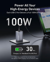 Anker Prime Charger 100W GaN 3 Port Silver