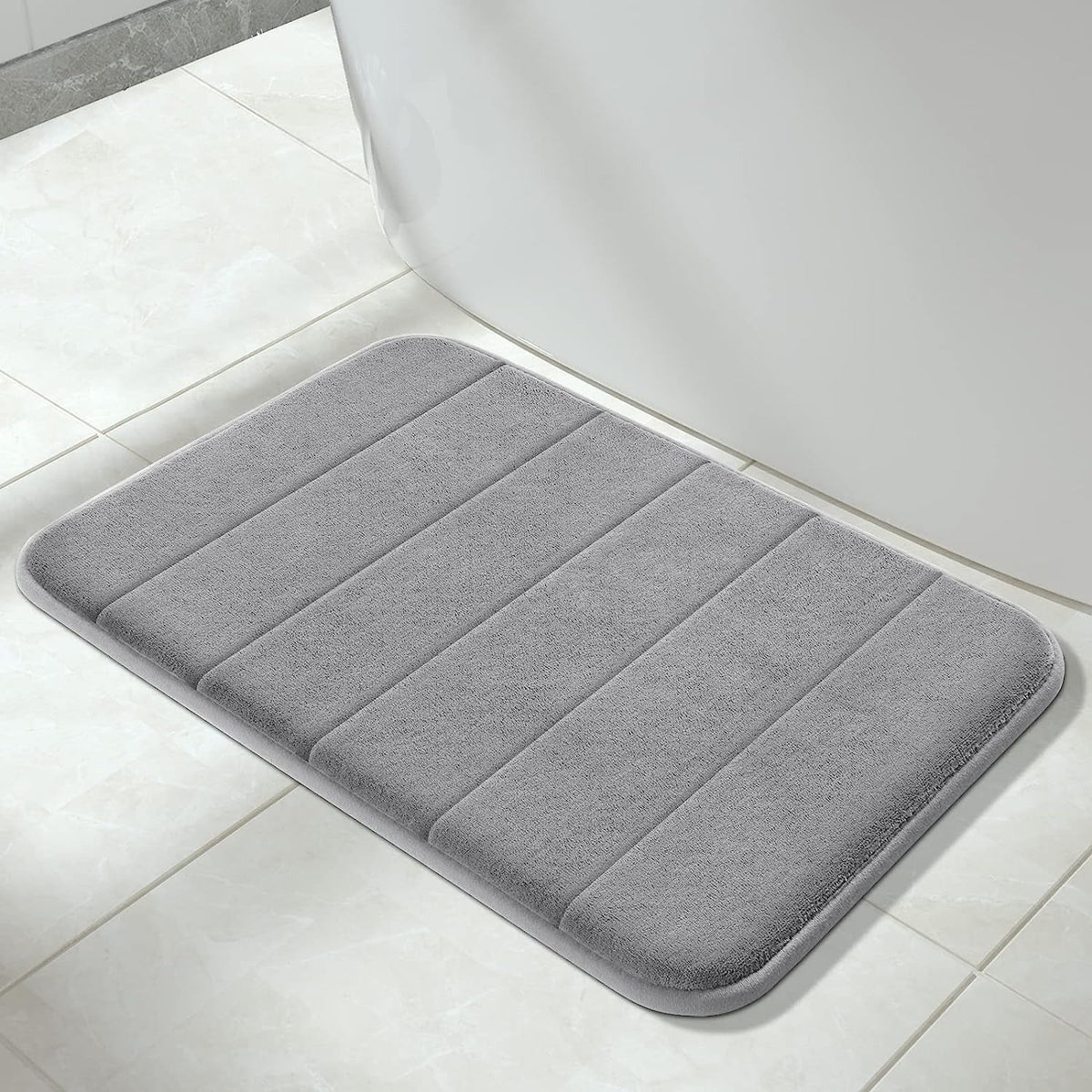 Bathroom Set: Non-Slip Shower Mat, Memory Foam Bath Mat, Corner Shower Caddy and Toothbrush Holder