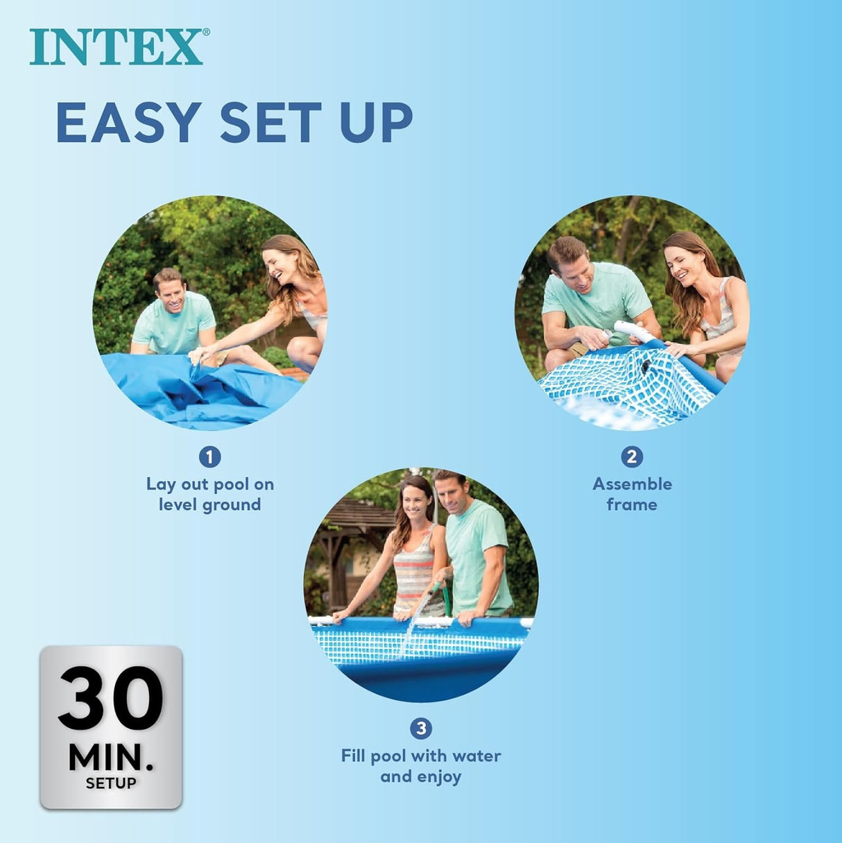 Rectangular Frame Above Ground Quick Easy Set Up Backyard Outdoor Swimming Pool with Drain Plug for Ages 6 and Up 300 x 200 x 75 cm