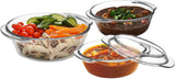 Signature 3-Piece Borosilicate Glass Casserole Set with Lids Oven & Microwave Safe