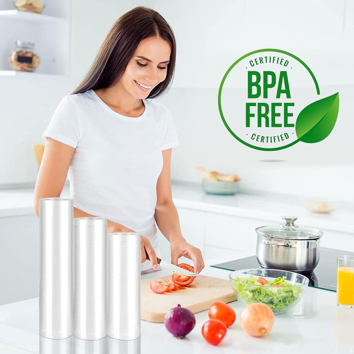 Food Vacuum Bags-3 Pack, Food Vacuum Roll, Suitable for All Vacuum Sealer Machine, for Food Preservation and Cooking, BPA Free (28/25/30 x 500cm)