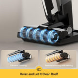 Deerma Wet Dry Vacuum Cleaners for Home, 180°Lie-Flat Cordless Vacuum Mop All in One with Voice Prompts Edge Cleaning Self-Cleaning Vac Mop for Hard Floors Sticky Messes and Pet Hair Quick Cleanups