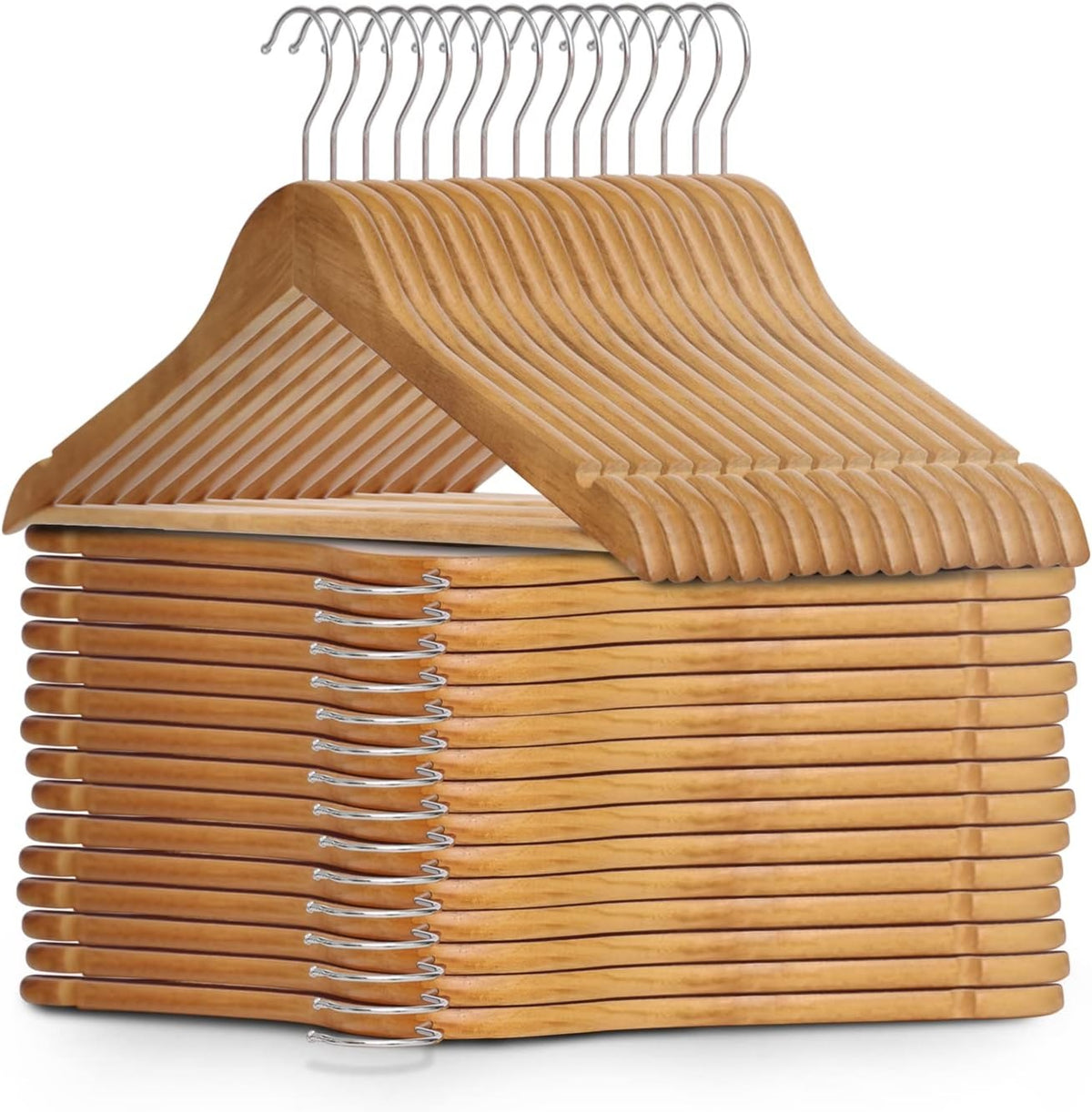 Laundry Day Set: Bamboo Laundry Hamper, Foldable Clothes Drying Rack and 10 Wooden Hangers