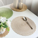 38cm Round Placemats Set of 6 Cotton Woven Heat Resistant Washable Table Mat for Kitchen Dining Room
