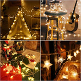 Christmas Decor Star String Lights Twinkle Lights Warm White Cute Hanging Star Fairy Light for Bedroom Room Office Home Camper Indoor Outdoor Xmas Tree Decorations