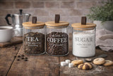 Danny Home Glass Sugar Tea Coffee Canister Set 3pcs | Modern Kitchen Storage Jars