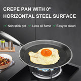 Uakeen 28cm Non-Stick Frying Pan Stainless Steel Flat Skillet with Honeycomb Coating Induction Compatible Chapati, Pizza & Omelette Pan
