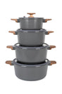 MGC Crocodile 8 piece ceramic casserole set in grey, stacked