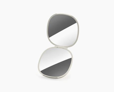 Joseph Joseph Viva 2-in-1 compact mirror in Shell, closed.