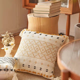 Boho Cotton Woven Pillowcases 45x45cm | Tufted Tassel Cushion Cover for Sofa Decor