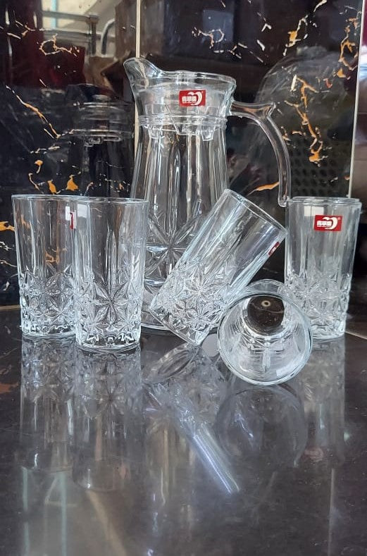 7 PCS WATER /JUICE JUG SET(6glasses+Jug)