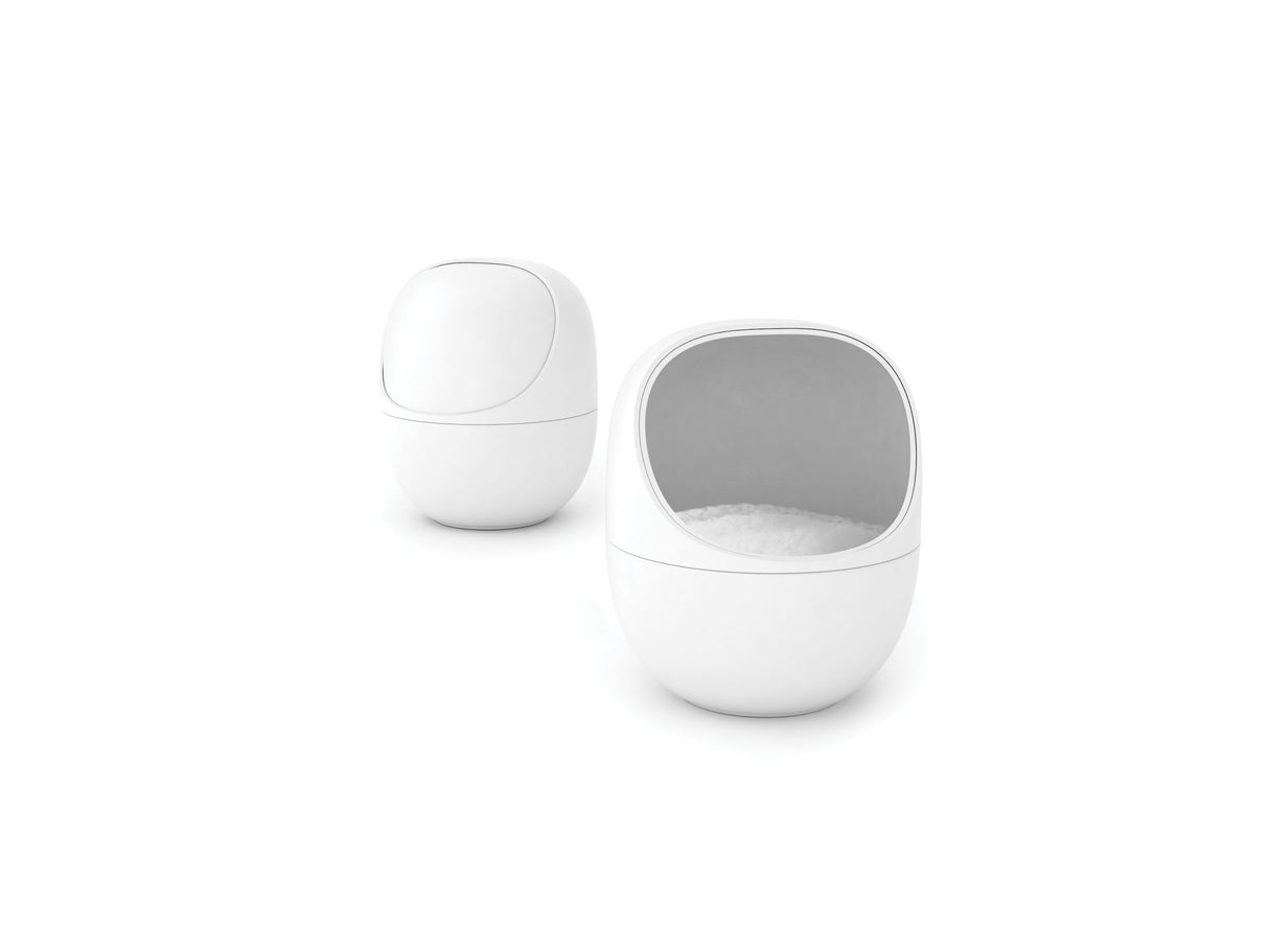 Joseph Joseph Ovi salt container in white with closable lid.