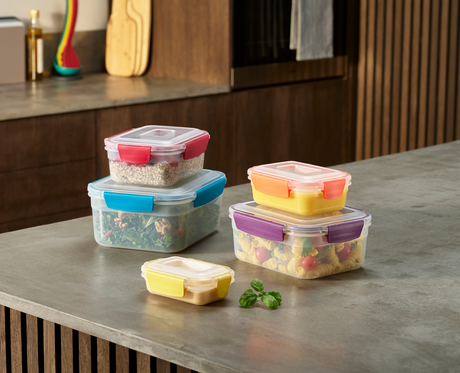 The five containers nested inside one another to save cupboard space.