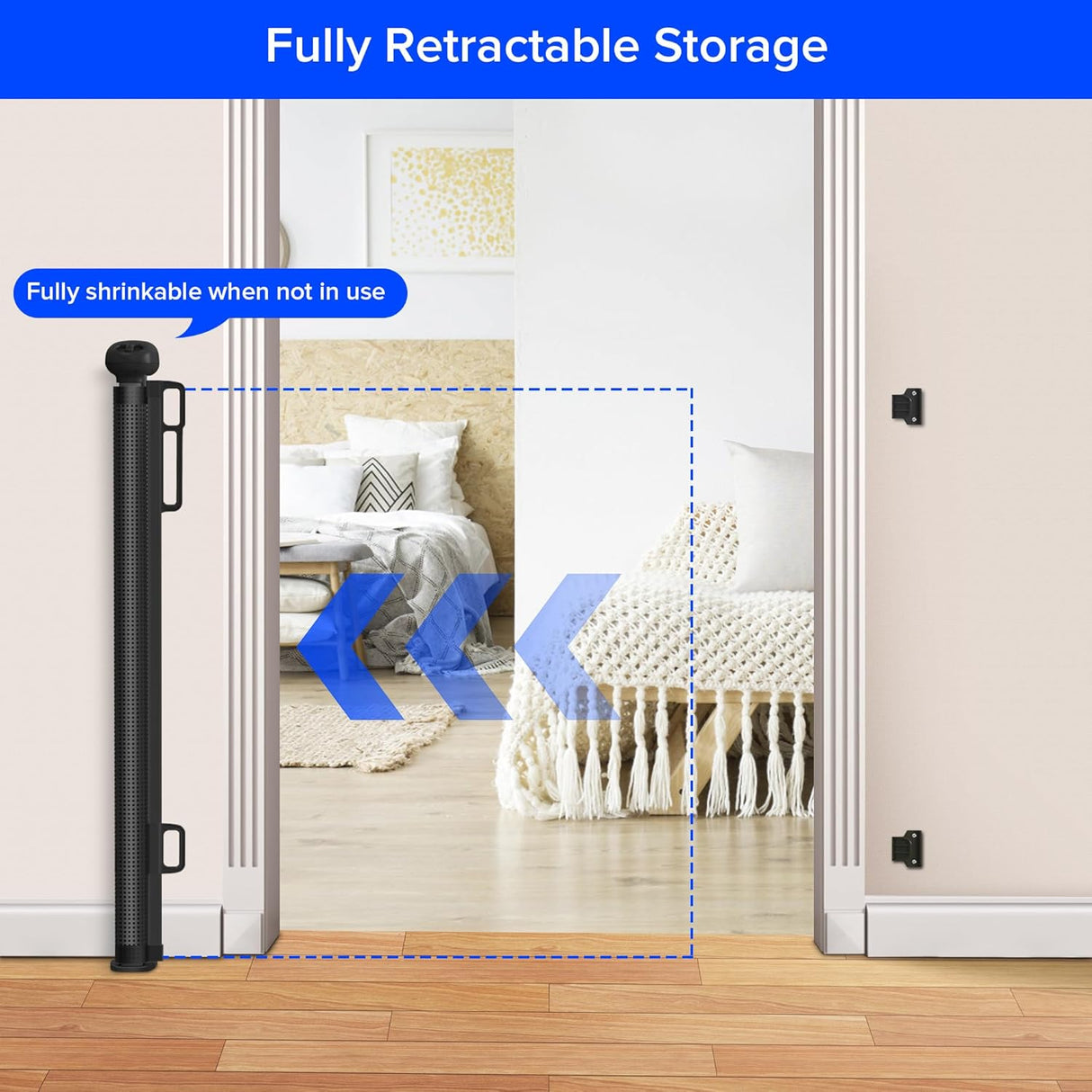 Retractable Baby Gate – 71” Extra Wide Mesh Safety Gate Doorways Stairs for Babies & Pets Stairs Gate