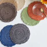 6 Pcs Round Braided Table Mats 38cm Heat Resistant Dining Mats for Hot Dishes