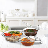 Signature 3-Piece Borosilicate Glass Casserole Set with Lids Oven & Microwave Safe