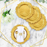 6 Pack Gold Charger Plates for Dinner Plates, 13" Round Plastic Chain Shaped Charger Service Plates, Decorative Chargers Bulk for Table Setting, Wedding, Party, Event
