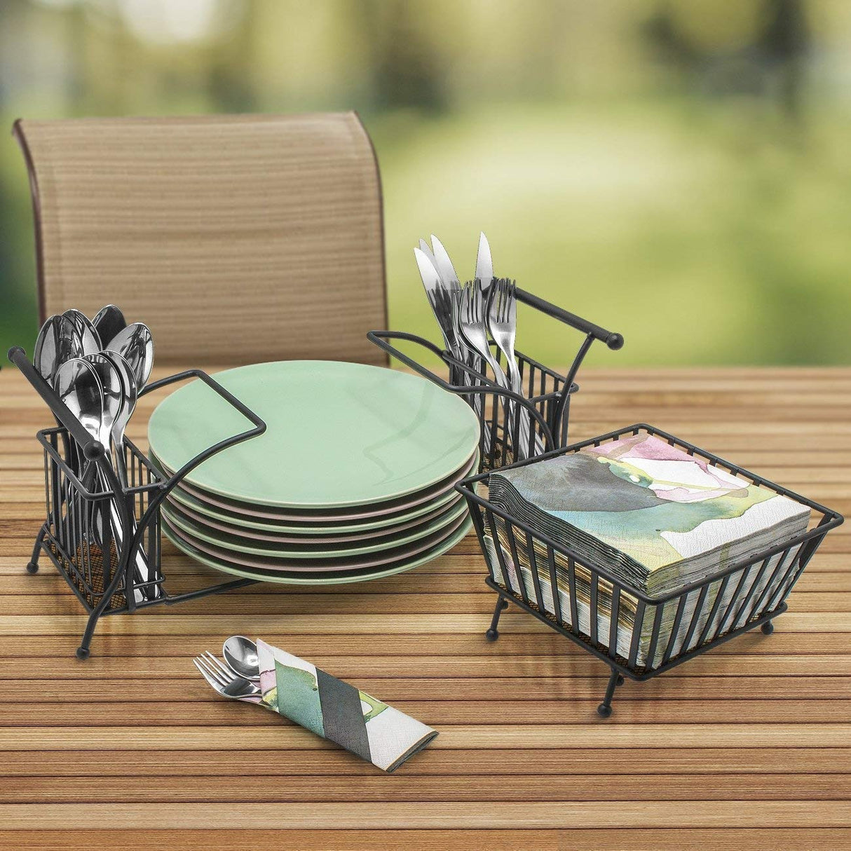 Unique Wrought Iron Dish Rack & Napkin Holder – Kitchen & Dining Organizer