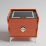 Smart Bedroom Nightstand with USB Charging Station Storage Drawer and Open Shelf