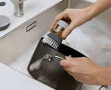 Close-up of the top button that dispenses washing-up liquid.