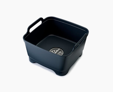 Joseph Joseph Wash&Drain washing-up bowl in grey, seen from above.