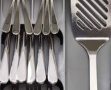 Side profile showing how the stacked cutlery tiers overlap to free up drawer space.