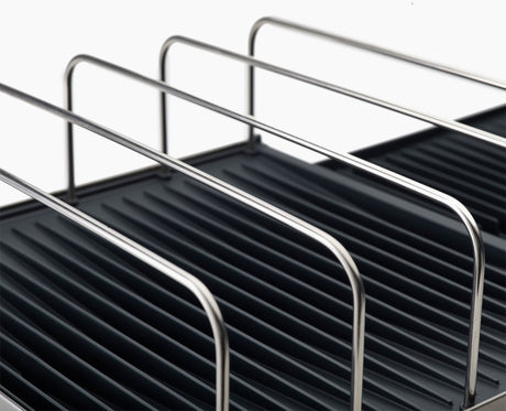 Joseph Joseph Extend Max stainless steel expandable dish rack rails holding a chopping board, Homelux Kenya