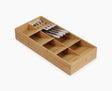 Joseph Joseph DrawerStore large cutlery organiser in bamboo, holding a full cutlery set.