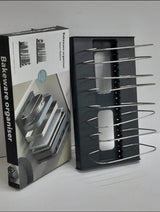 Plate, Lid & Utensil Rack Organiser, Cookware Organiser & Dish Rack with Stainless Steel Dividers