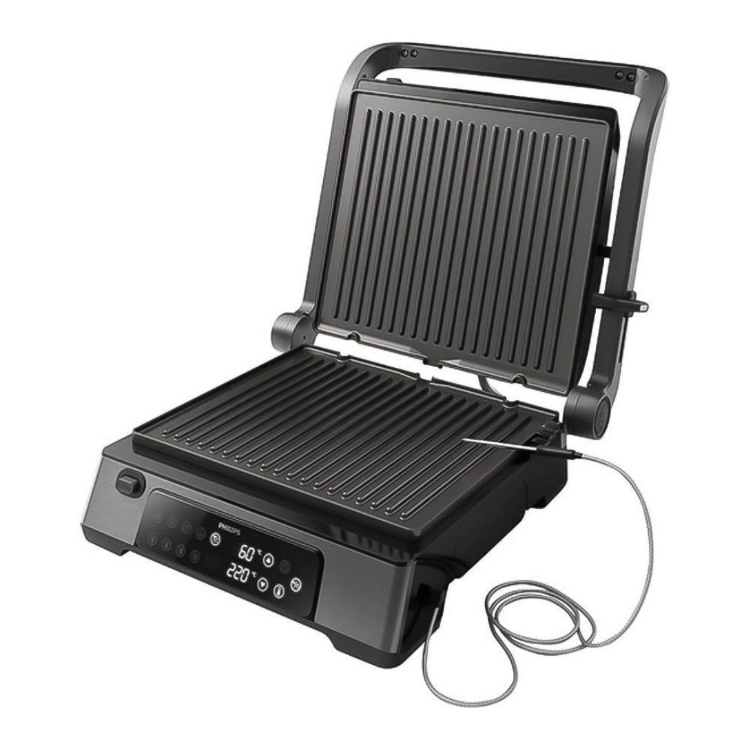 Philips 7000 Series Contact Grill 2200W - 8 Presetc Functions, Food Thermometer, Precision Timer, Opens 180 Degrees