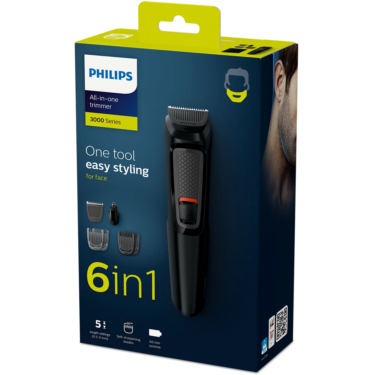 Philips Multigroom 6-in-1 Grooming Set - Trimmer, Nose & Ear Trimmer, Beard & Stubble Combs, Self-Sharpening Blades