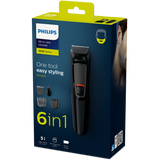 Philips Multigroom 6-in-1 Grooming Set - Trimmer, Nose & Ear Trimmer, Beard & Stubble Combs, Self-Sharpening Blades