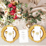 6 Pack Gold Charger Plates for Dinner Plates, 13" Round Plastic Chain Shaped Charger Service Plates, Decorative Chargers Bulk for Table Setting, Wedding, Party, Event