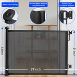 Retractable Baby Gate – 71” Extra Wide Mesh Safety Gate Doorways Stairs for Babies & Pets Stairs Gate