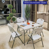 Heavy Duty Plastic Folding Table White Sturdy Collapsible Table for Game Parties, BBQ, Kitchen, Garden, Wedding & Outdoor Events Indoor/Outdoor Use