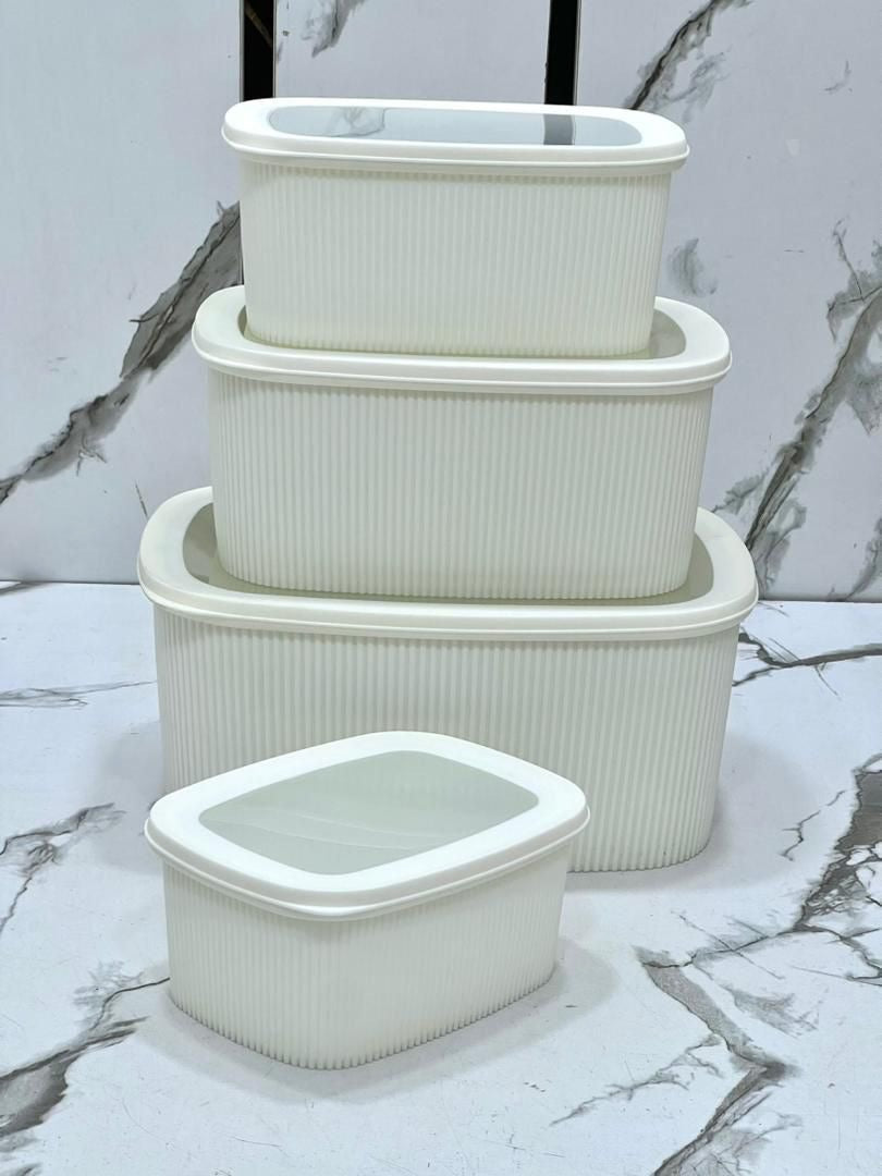 4pc Ribbed Airtight Food Storage Container Set – 1.2L, 2L, 3.5L & 6L Stackable Pantry & Fridge Containers Kenya