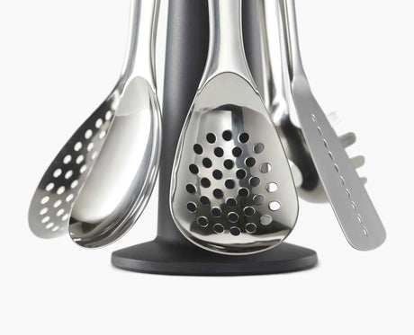Joseph Joseph Elevate Steel ladle in use over a pan