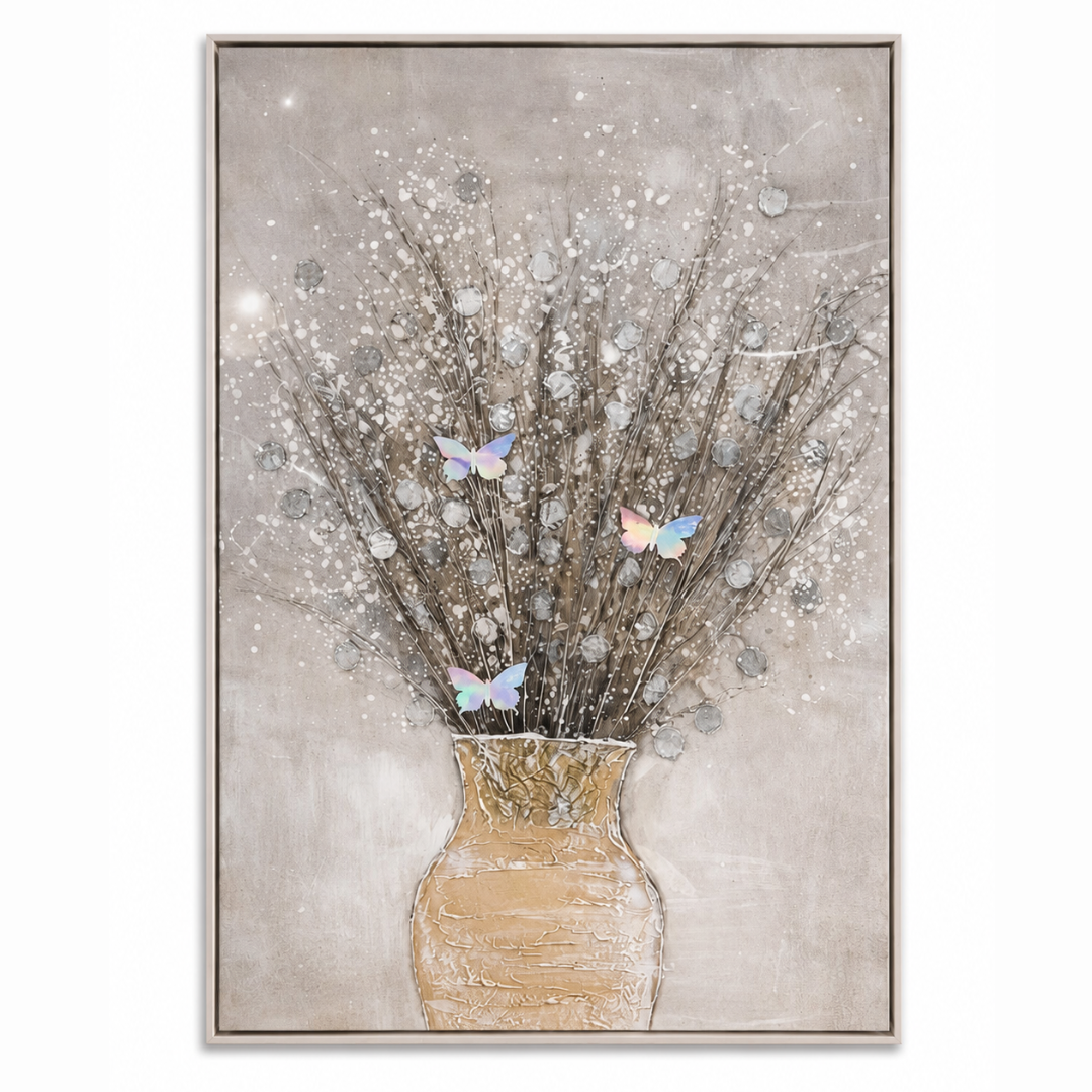 Handcrafted Floral Wall Art Vase with Metallic Accents