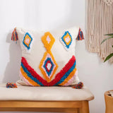 Boho Cotton Woven Pillowcases 45x45cm | Tufted Tassel Cushion Cover for Sofa Decor