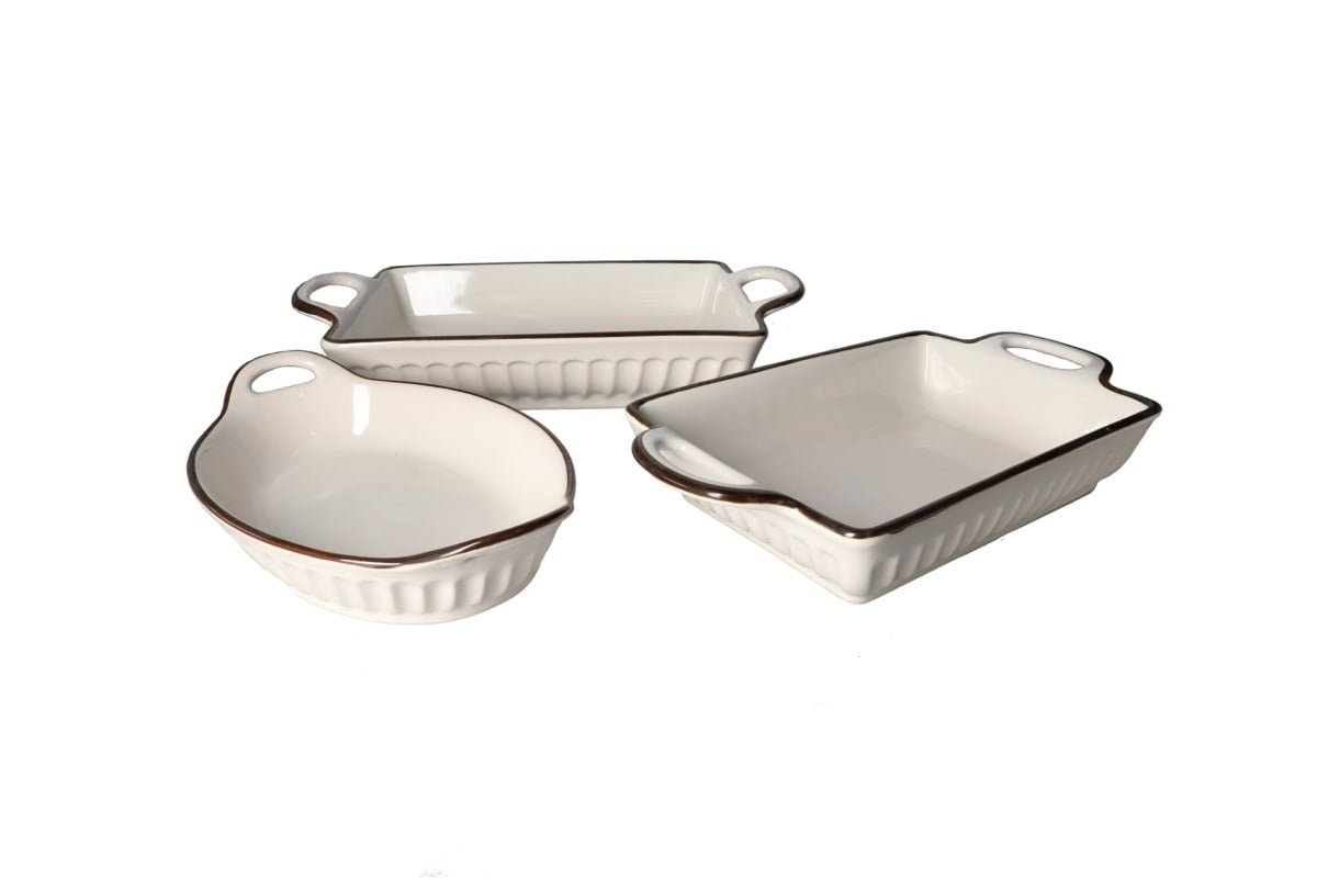 Danny Home Ceramic Casserole Bakeware Set 3pcs | Oven & Microwave Safe Serving Dishes